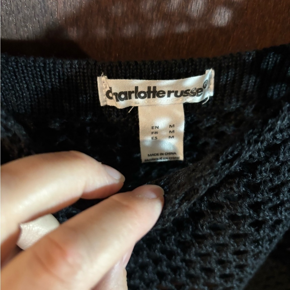 Charlotte Russe Black Mesh Crop Tank Top - Picture 2 of 2
